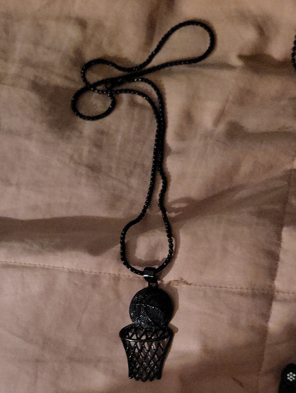 Black Basketball Hoop Pendant Necklace